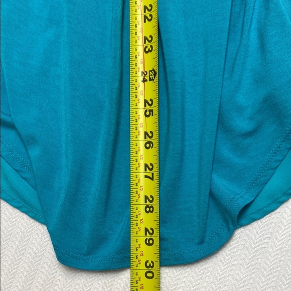 LOFT Blouse V-Neck Sleeveless Mixed Media Turquoise Blue Green Size Large - Picture 5 of 9